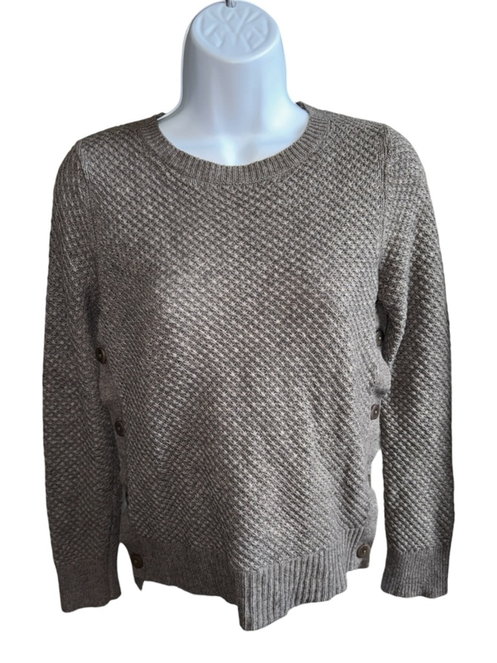 Women’s Club Monaco Grey Cashmere Blend Side Button Accent Sweater - XS